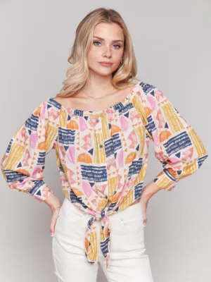 Charlie B Off Shoulder Batik Top