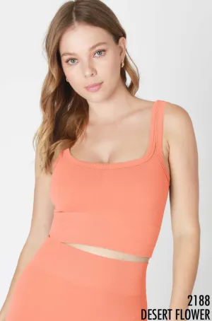 Chevron Ribbed Crop Top - Desert Flower