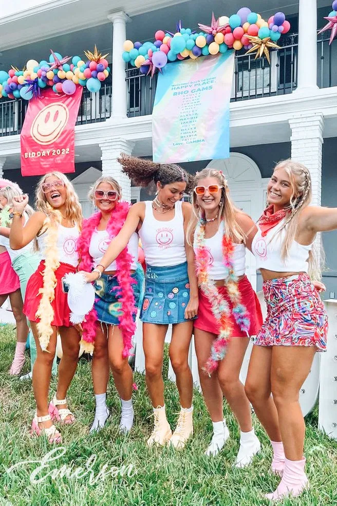 Chi Omega Happy Place Bid Day Ribbed Tank