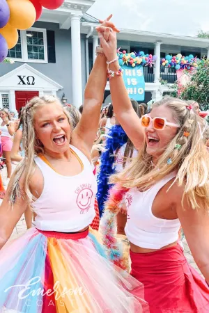 Chi Omega Happy Place Bid Day Ribbed Tank