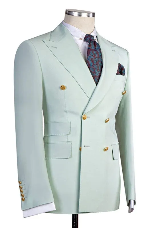 Chic Classic Bespoke Double Breasted Peaked Lapel Men's Prom Suits