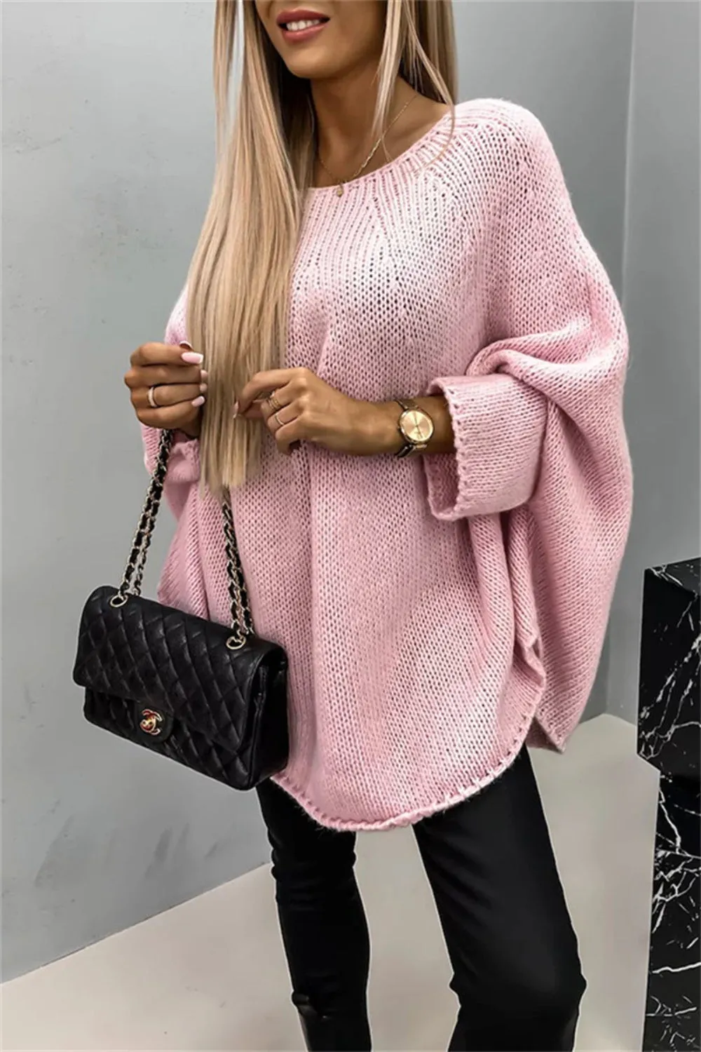 Chicago Round Neck Batwing Sleeve Sweater