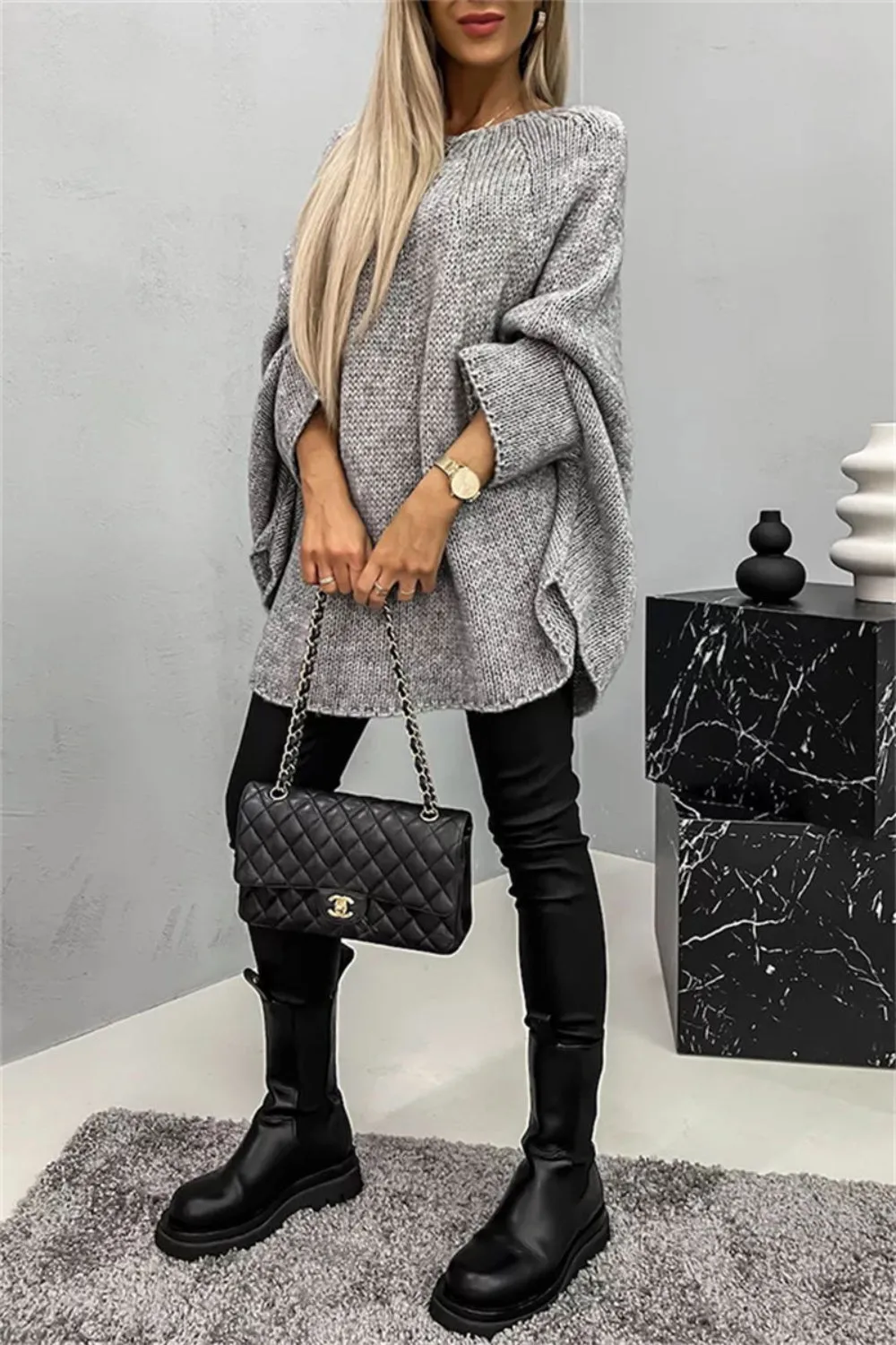 Chicago Round Neck Batwing Sleeve Sweater