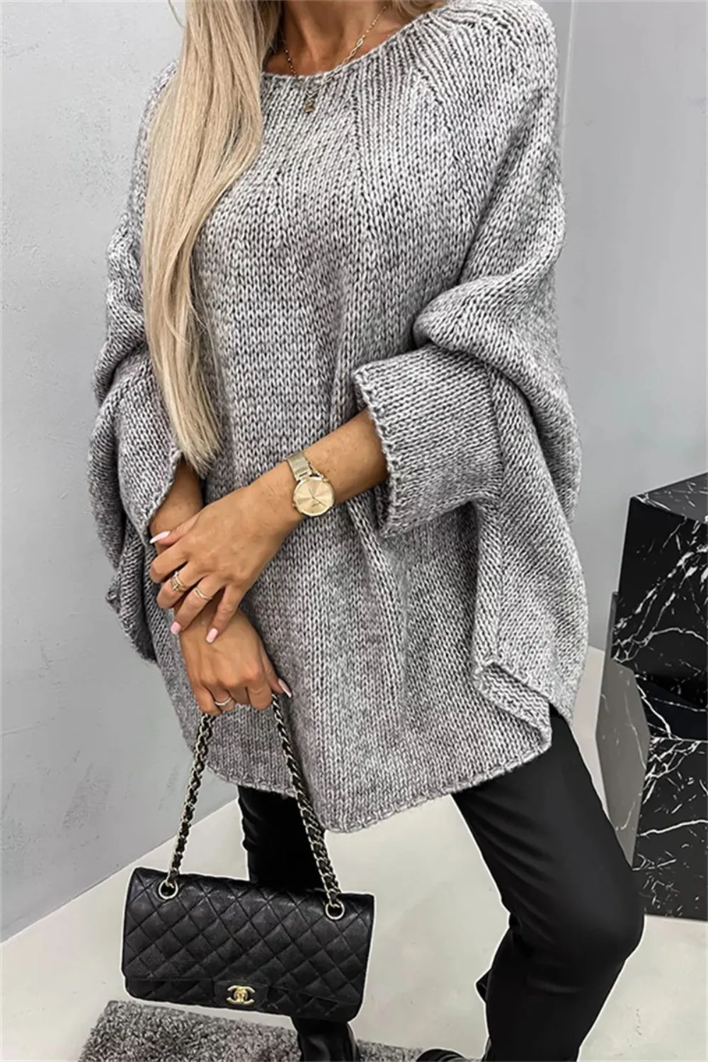 Chicago Round Neck Batwing Sleeve Sweater