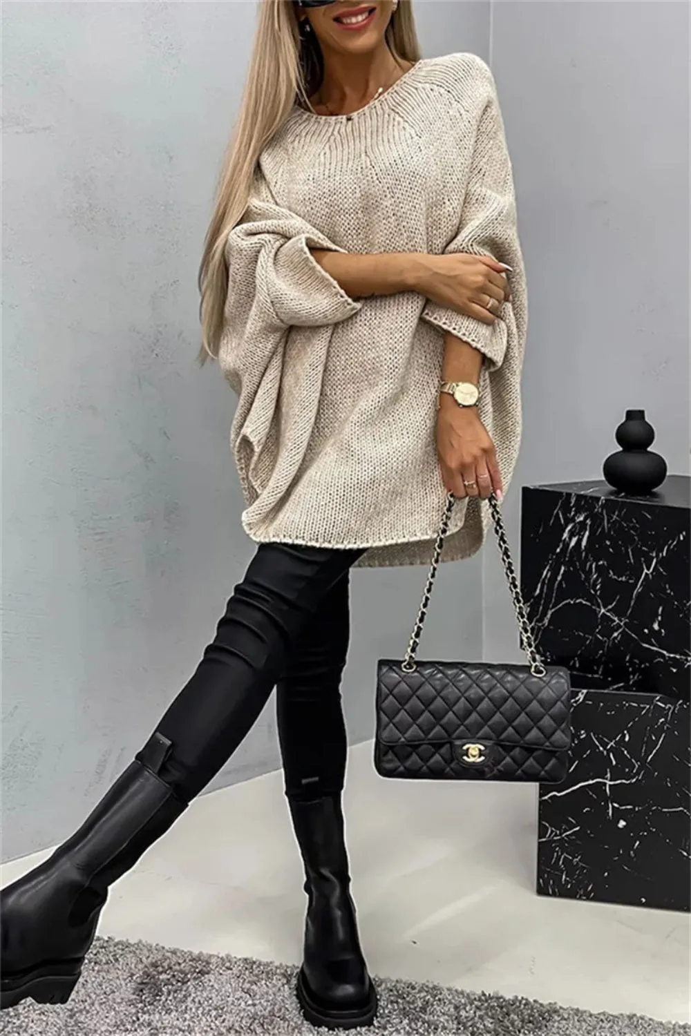 Chicago Round Neck Batwing Sleeve Sweater