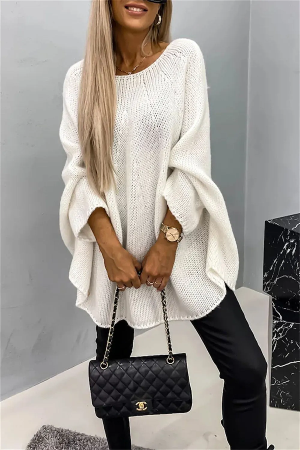 Chicago Round Neck Batwing Sleeve Sweater