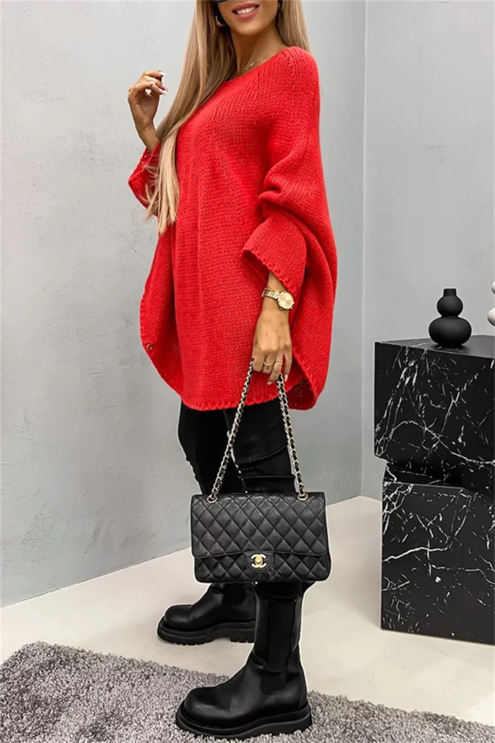 Chicago Round Neck Batwing Sleeve Sweater