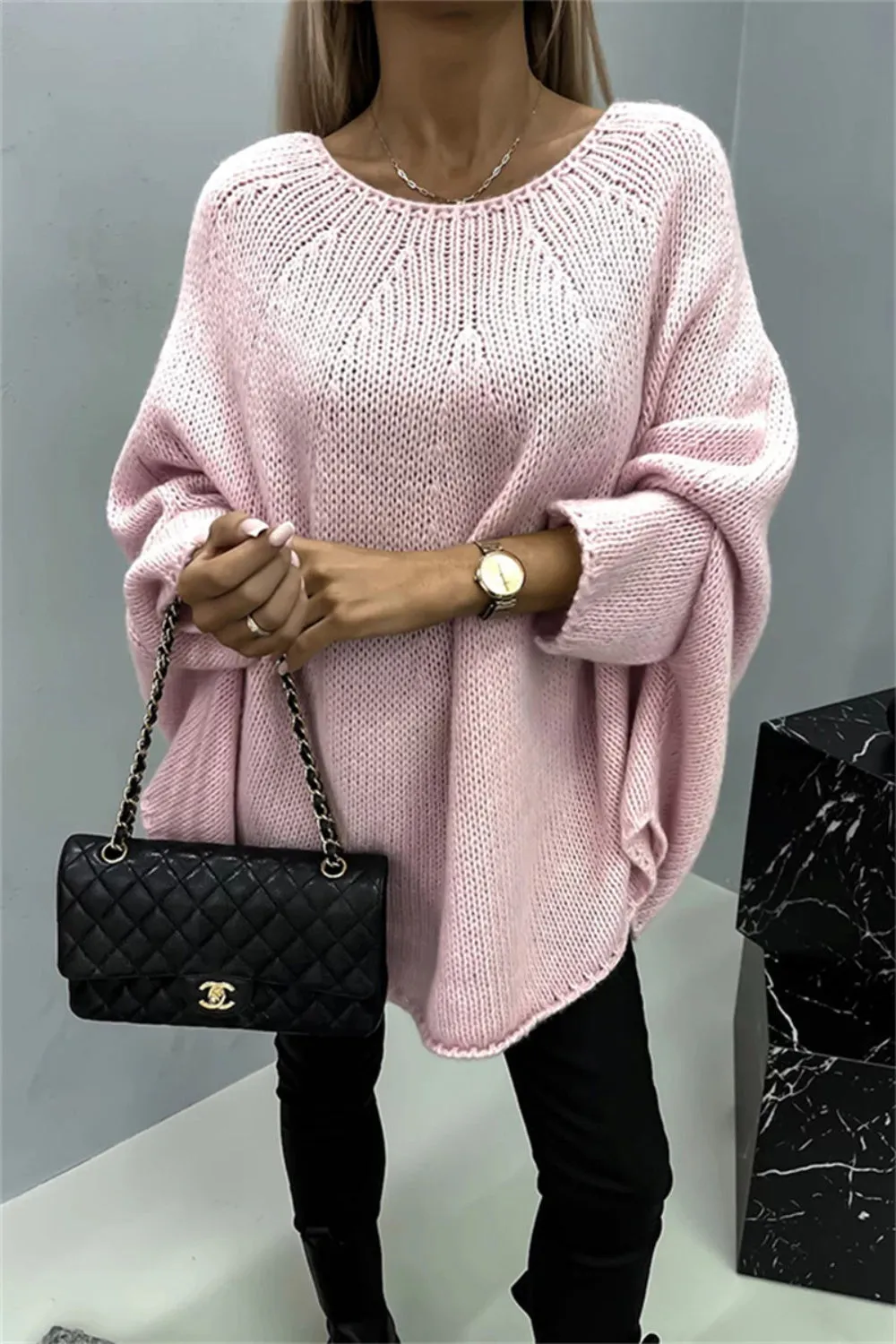 Chicago Round Neck Batwing Sleeve Sweater