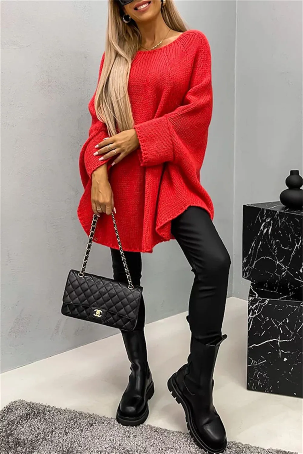 Chicago Round Neck Batwing Sleeve Sweater