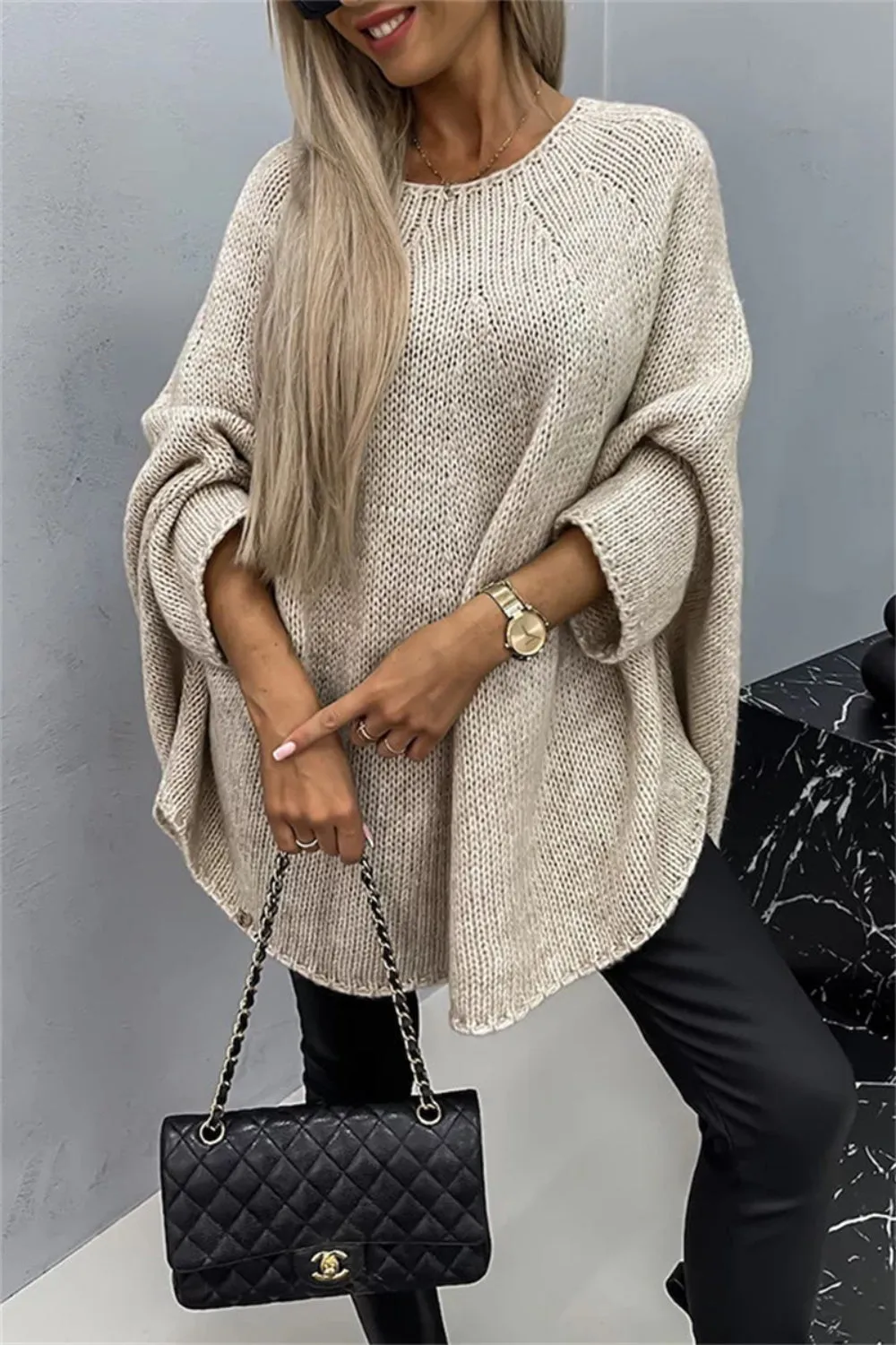 Chicago Round Neck Batwing Sleeve Sweater