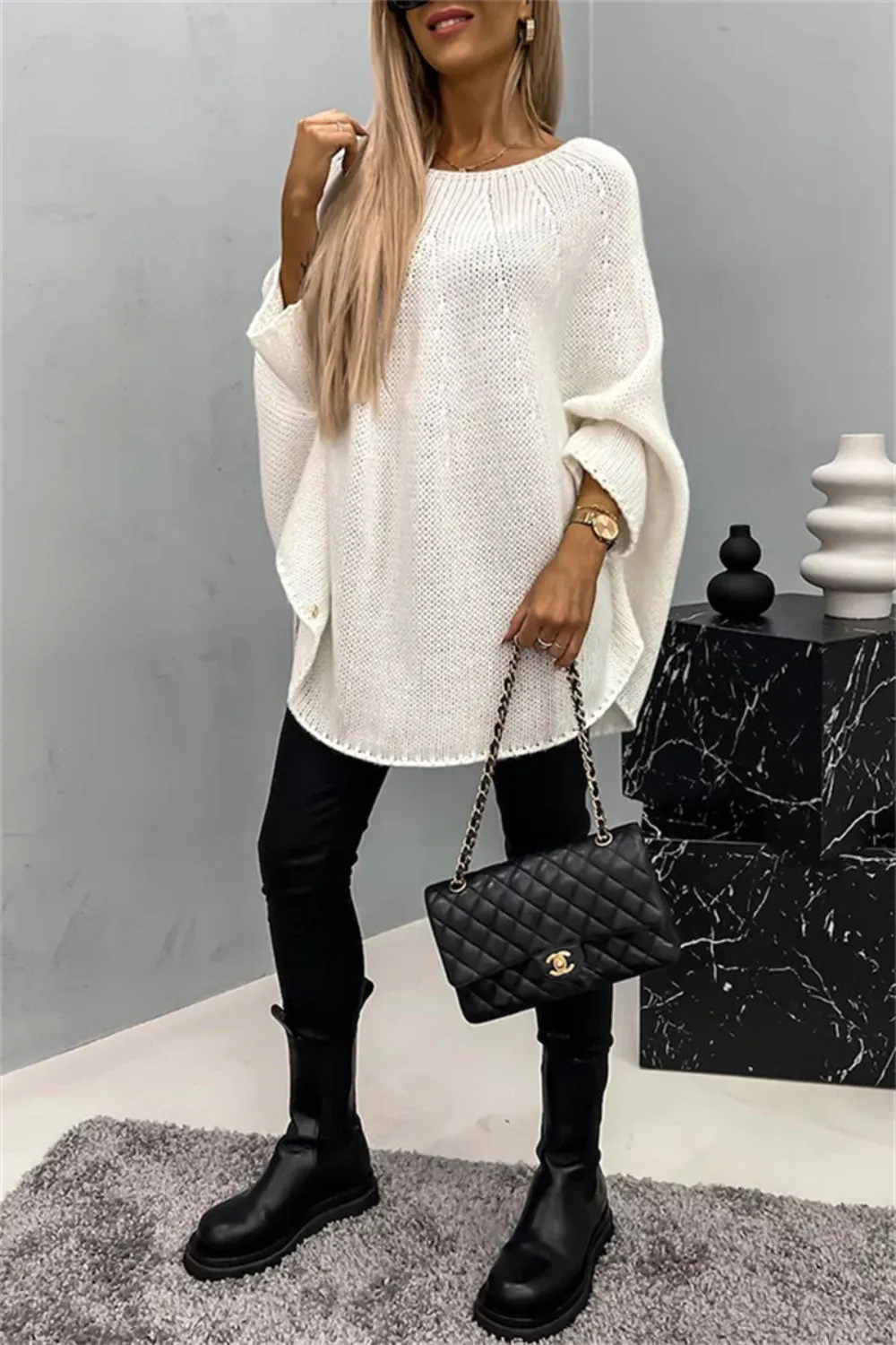 Chicago Round Neck Batwing Sleeve Sweater