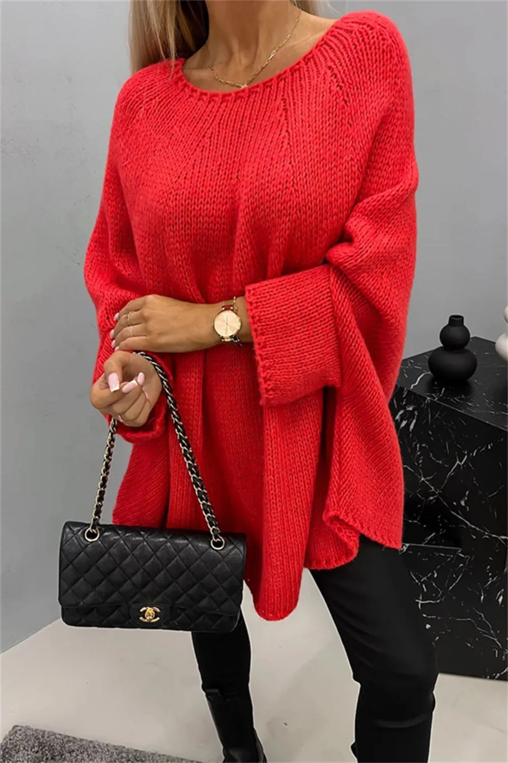 Chicago Round Neck Batwing Sleeve Sweater