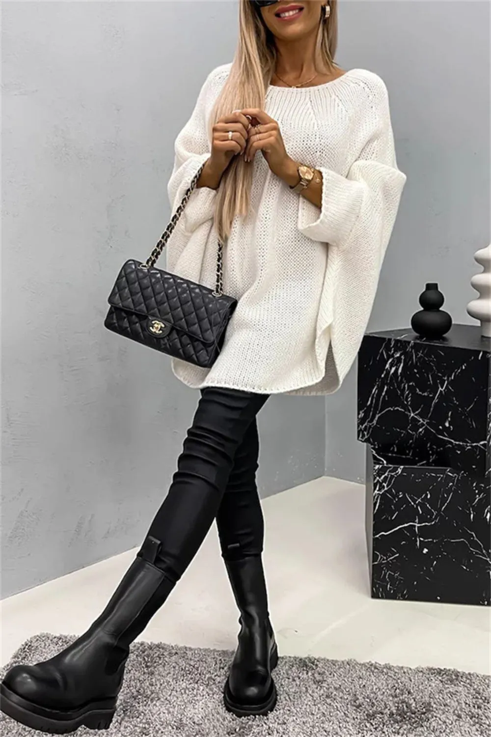 Chicago Round Neck Batwing Sleeve Sweater