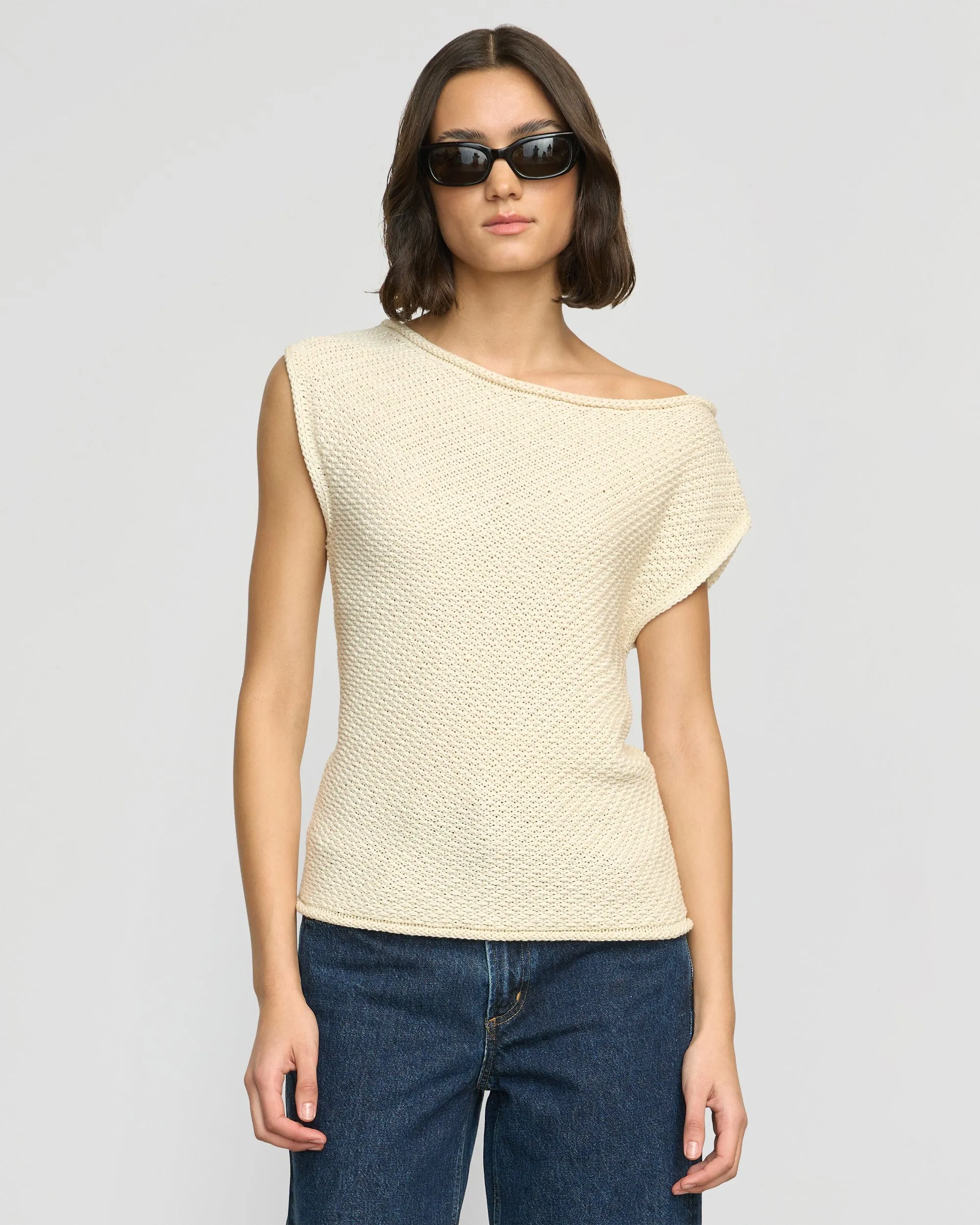 Chisa Textured Off-Shoulder Knit Top