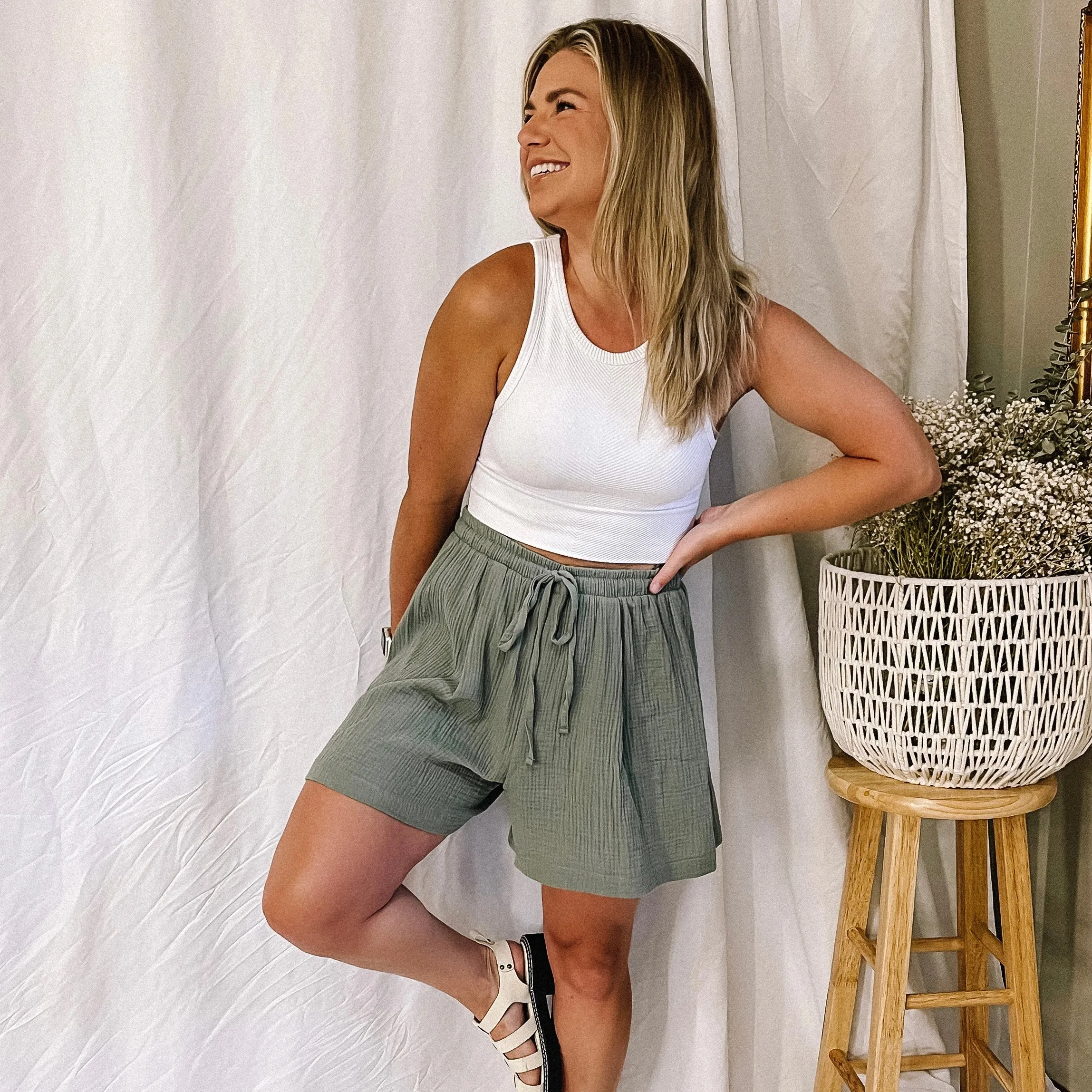 Classic Crop Tank - White