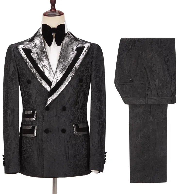 Classy Black Peaked Lapel Double Breasted Men Suits Online