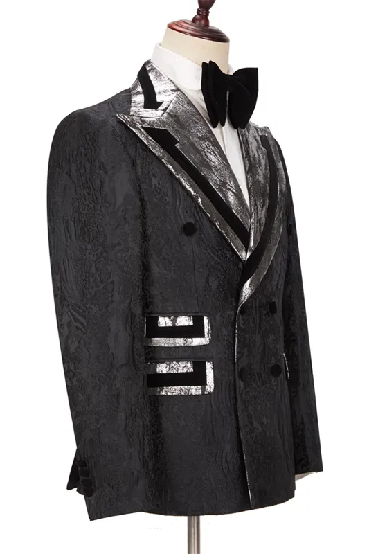 Classy Black Peaked Lapel Double Breasted Men Suits Online