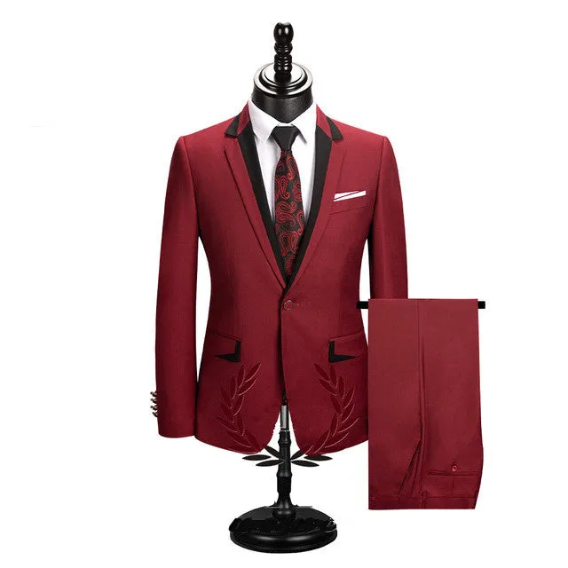 Classy Classic Red Slim Fit Notched Lapel One Button Men Suits Online
