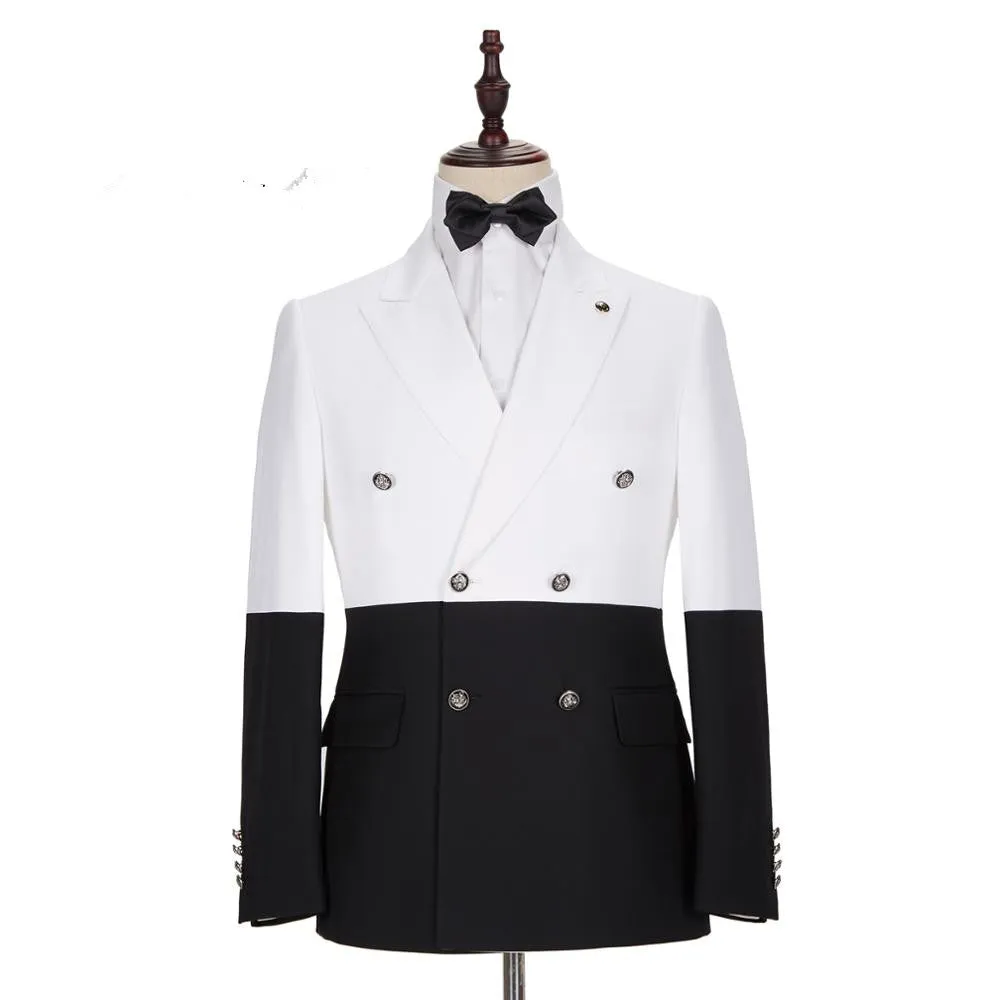Classy White and Black Double Breasted Men Suits Online