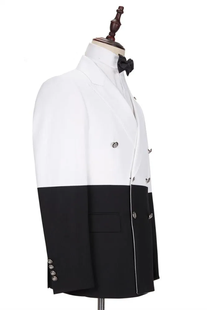 Classy White and Black Double Breasted Men Suits Online