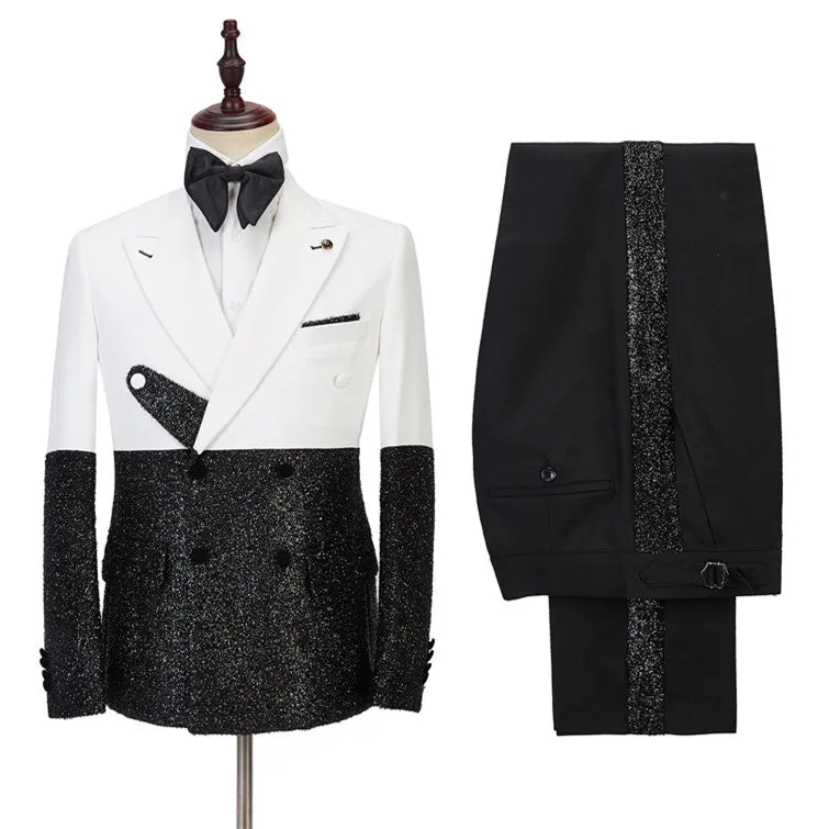 Classy White and Sparkle Double Breasted Designer Slim Fit Men's Prom Suits Online