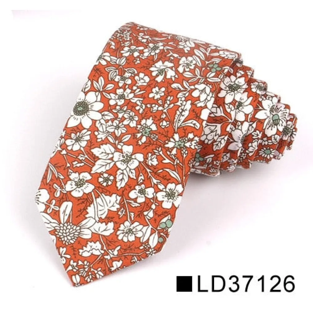 ContiNent 33 Floral Tie For Men Women Skinny Cotton Neck Tie For Wedding Casual Mens Neckties Classic Suits Flower Print Neck Ties Cravat