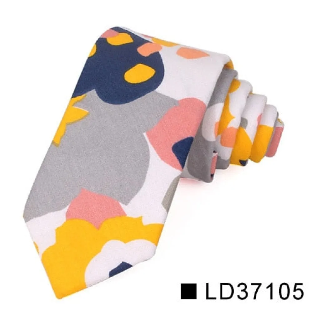 ContiNent 33 Floral Tie For Men Women Skinny Cotton Neck Tie For Wedding Casual Mens Neckties Classic Suits Flower Print Neck Ties Cravat