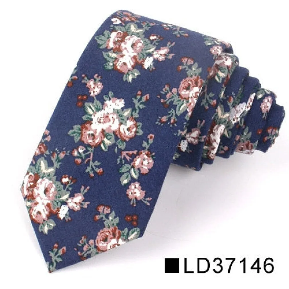 ContiNent 33 Floral Tie For Men Women Skinny Cotton Neck Tie For Wedding Casual Mens Neckties Classic Suits Flower Print Neck Ties Cravat