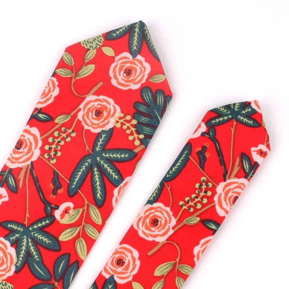ContiNent 33 Floral Tie For Men Women Skinny Cotton Neck Tie For Wedding Casual Mens Neckties Classic Suits Flower Print Neck Ties Cravat