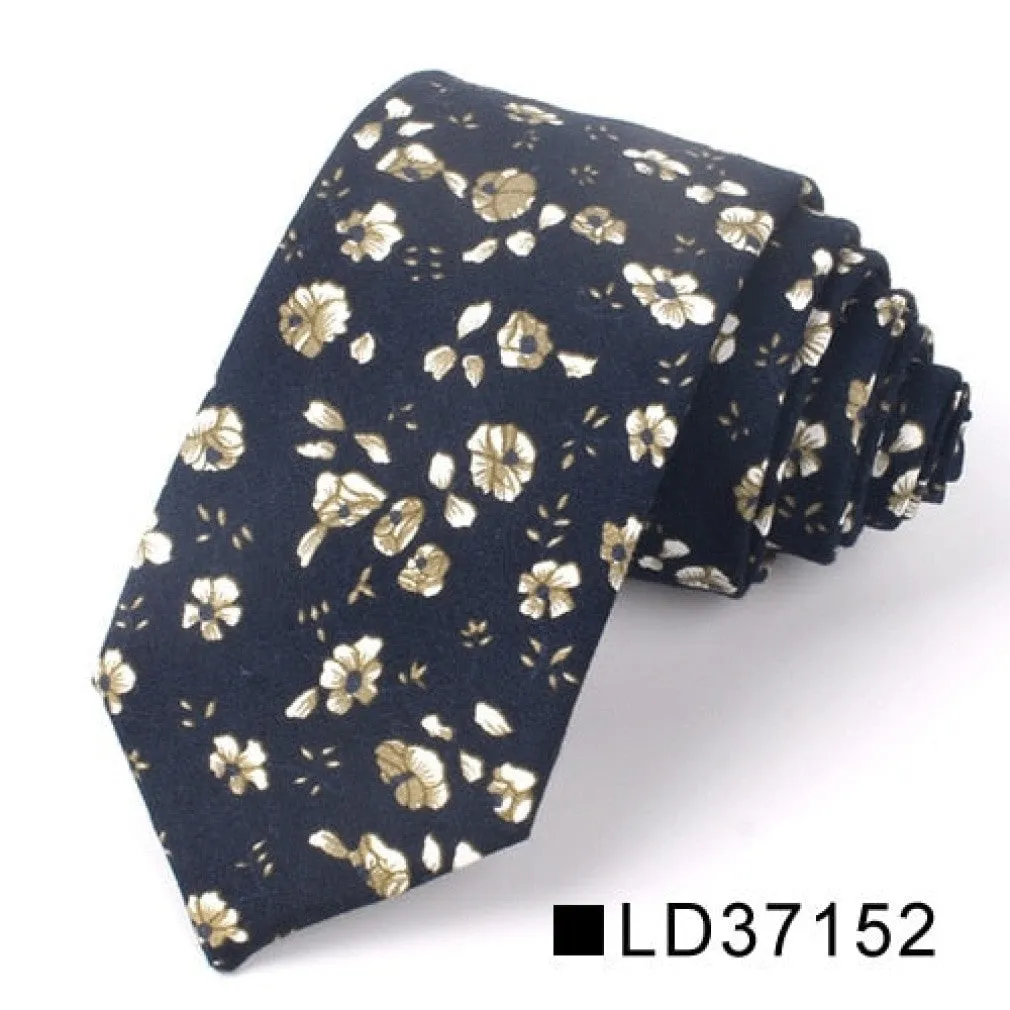 ContiNent 33 Floral Tie For Men Women Skinny Cotton Neck Tie For Wedding Casual Mens Neckties Classic Suits Flower Print Neck Ties Cravat