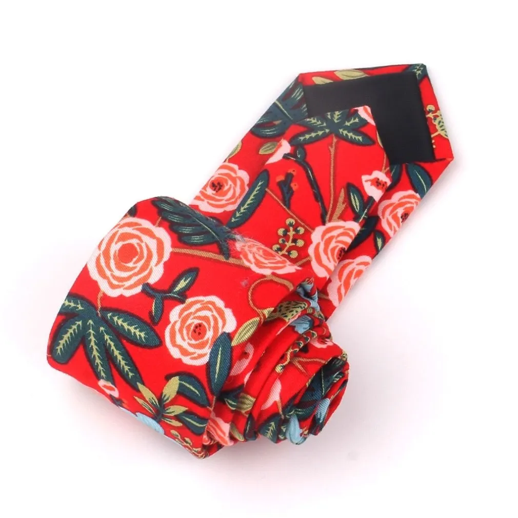 ContiNent 33 Floral Tie For Men Women Skinny Cotton Neck Tie For Wedding Casual Mens Neckties Classic Suits Flower Print Neck Ties Cravat