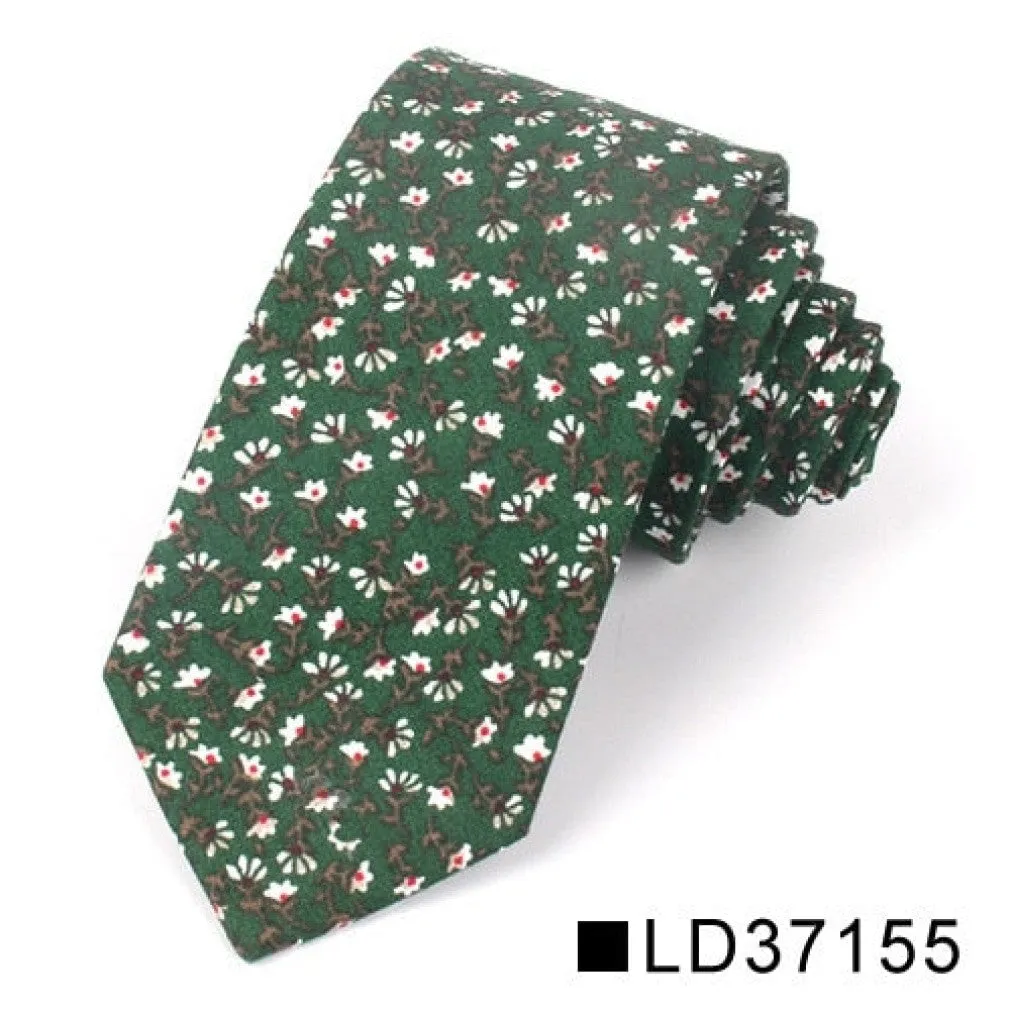 ContiNent 33 Floral Tie For Men Women Skinny Cotton Neck Tie For Wedding Casual Mens Neckties Classic Suits Flower Print Neck Ties Cravat