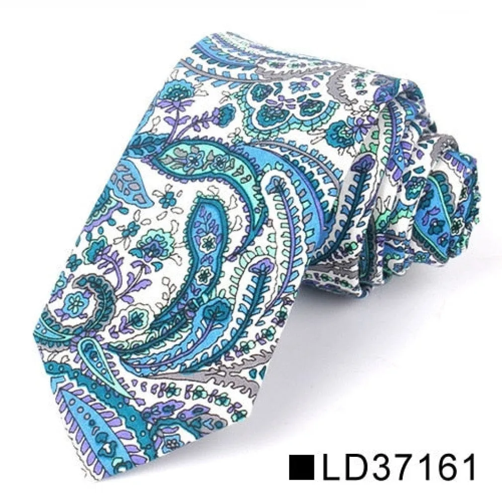 ContiNent 33 Floral Tie For Men Women Skinny Cotton Neck Tie For Wedding Casual Mens Neckties Classic Suits Flower Print Neck Ties Cravat
