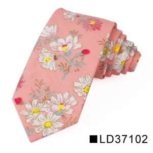 ContiNent 33 Floral Tie For Men Women Skinny Cotton Neck Tie For Wedding Casual Mens Neckties Classic Suits Flower Print Neck Ties Cravat