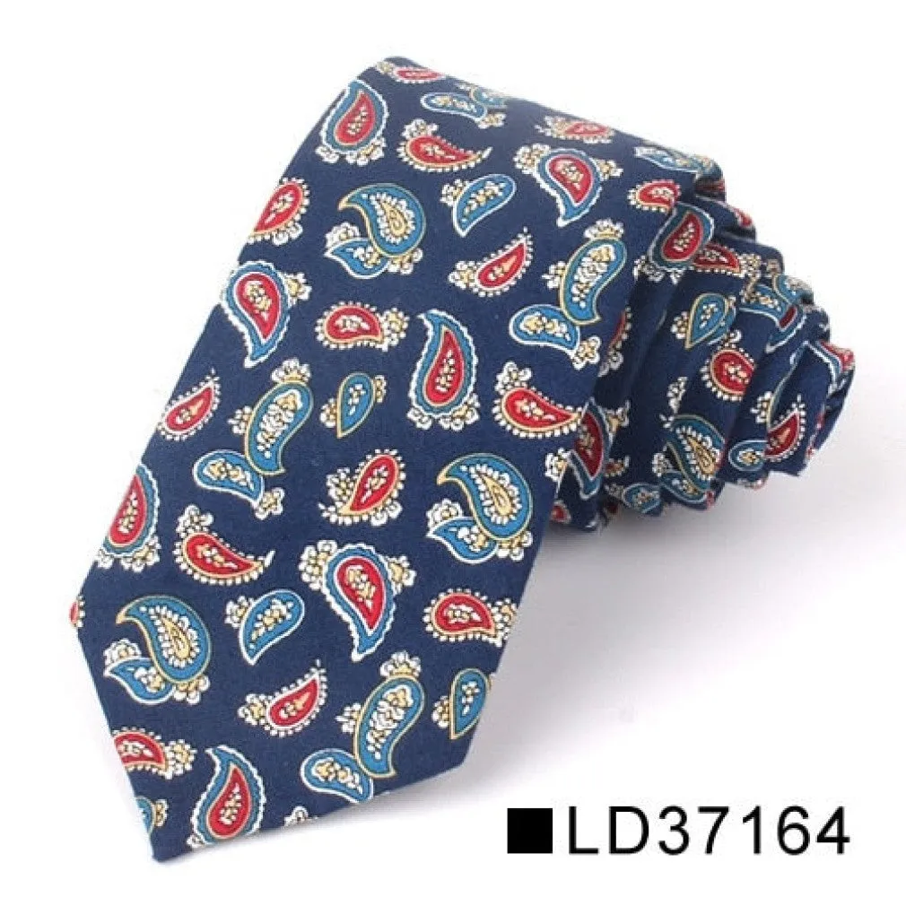 ContiNent 33 Floral Tie For Men Women Skinny Cotton Neck Tie For Wedding Casual Mens Neckties Classic Suits Flower Print Neck Ties Cravat