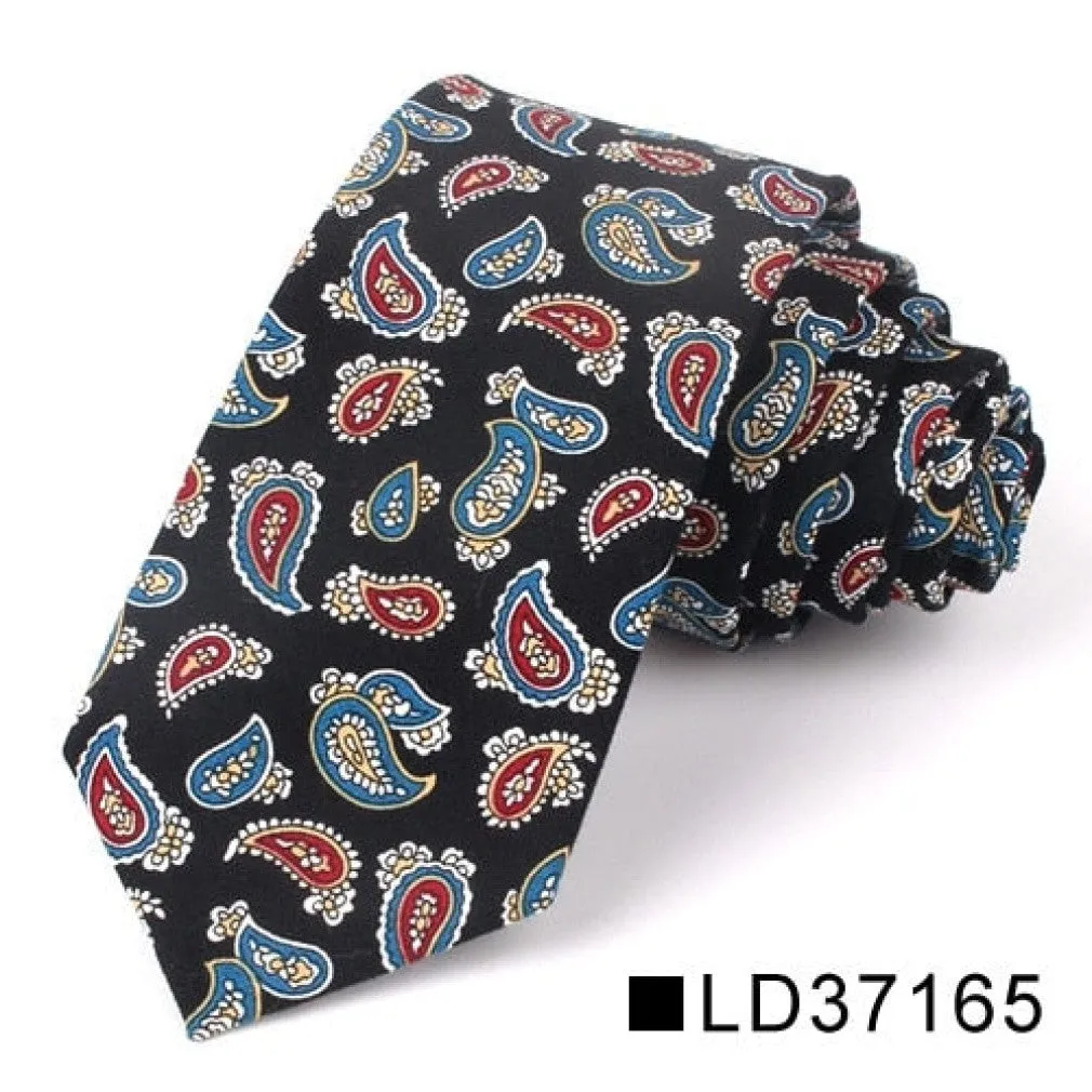 ContiNent 33 Floral Tie For Men Women Skinny Cotton Neck Tie For Wedding Casual Mens Neckties Classic Suits Flower Print Neck Ties Cravat