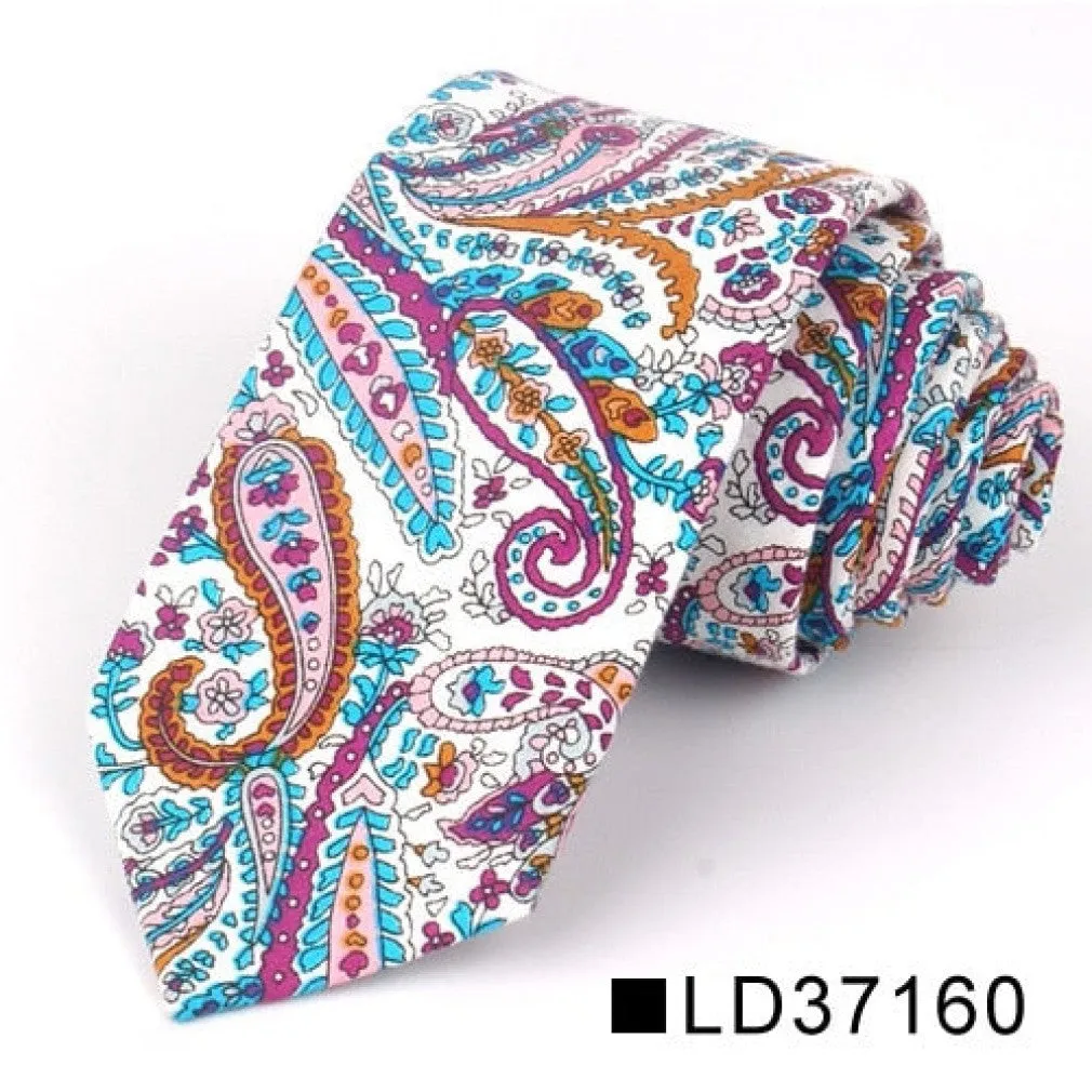 ContiNent 33 Floral Tie For Men Women Skinny Cotton Neck Tie For Wedding Casual Mens Neckties Classic Suits Flower Print Neck Ties Cravat