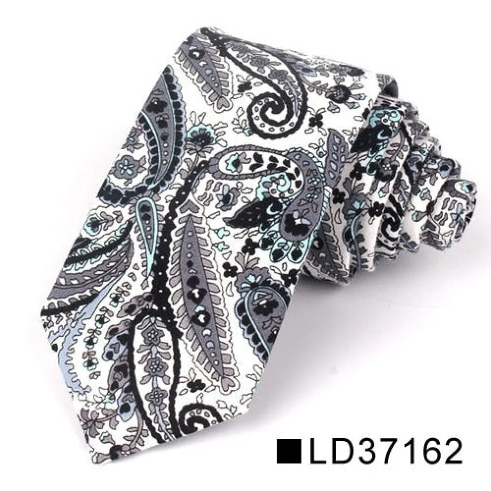 ContiNent 33 Floral Tie For Men Women Skinny Cotton Neck Tie For Wedding Casual Mens Neckties Classic Suits Flower Print Neck Ties Cravat