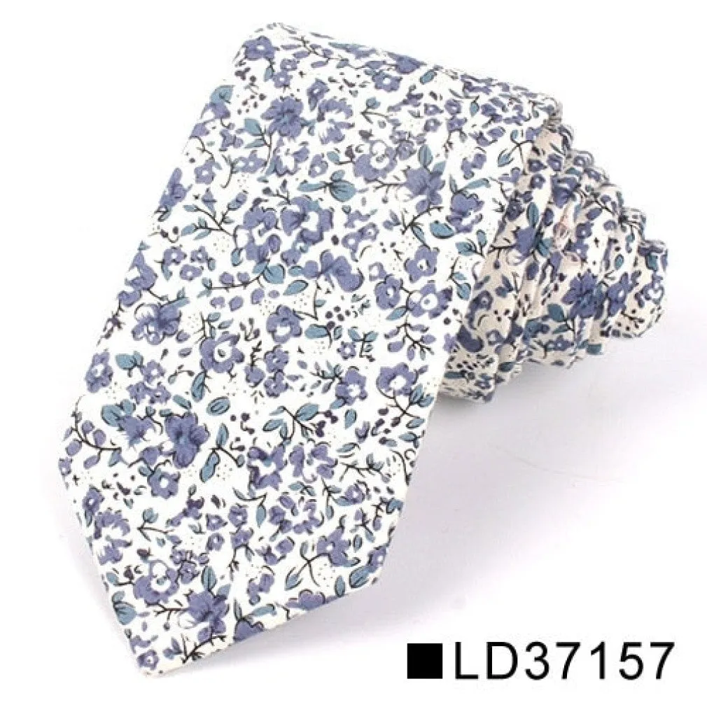 ContiNent 33 Floral Tie For Men Women Skinny Cotton Neck Tie For Wedding Casual Mens Neckties Classic Suits Flower Print Neck Ties Cravat