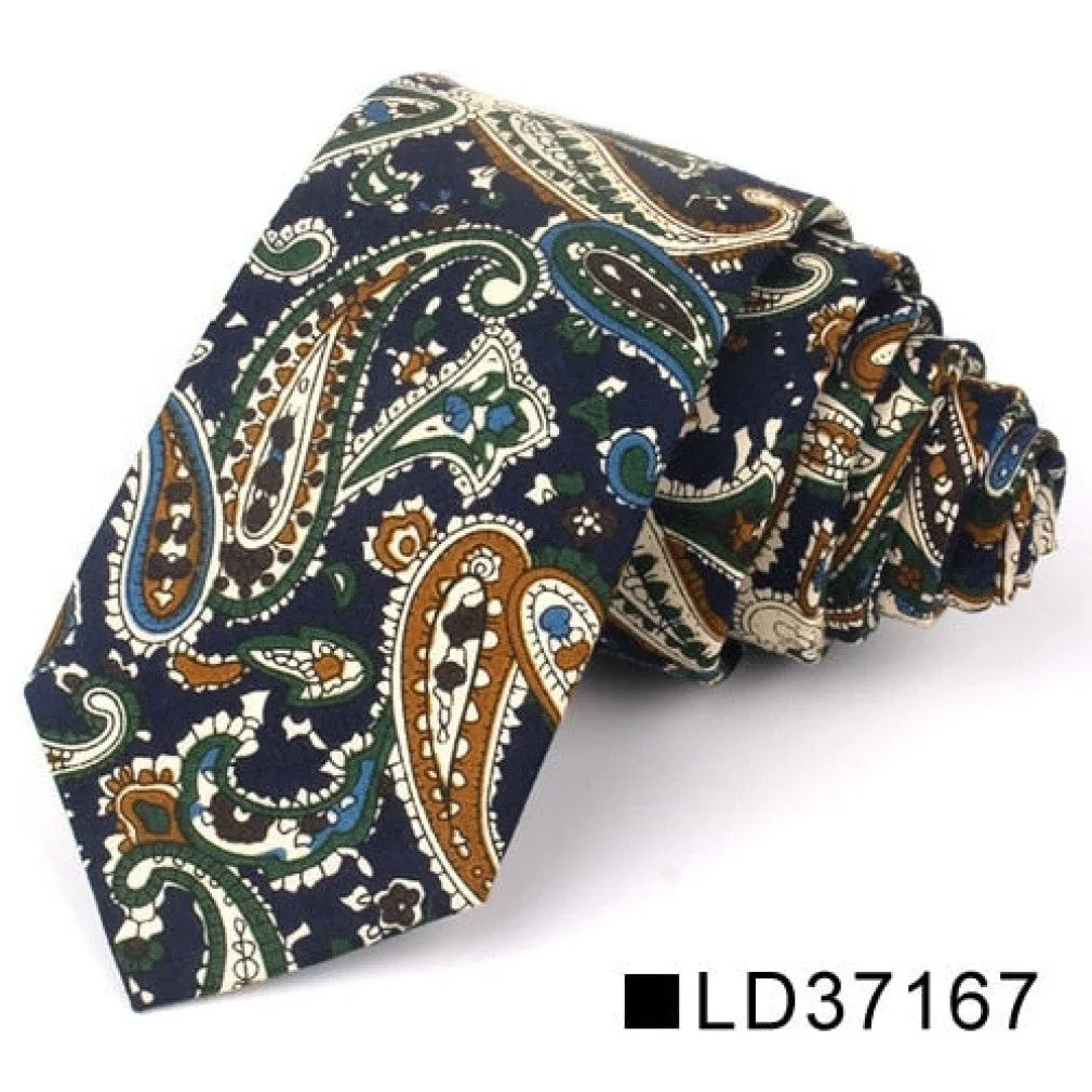 ContiNent 33 Floral Tie For Men Women Skinny Cotton Neck Tie For Wedding Casual Mens Neckties Classic Suits Flower Print Neck Ties Cravat
