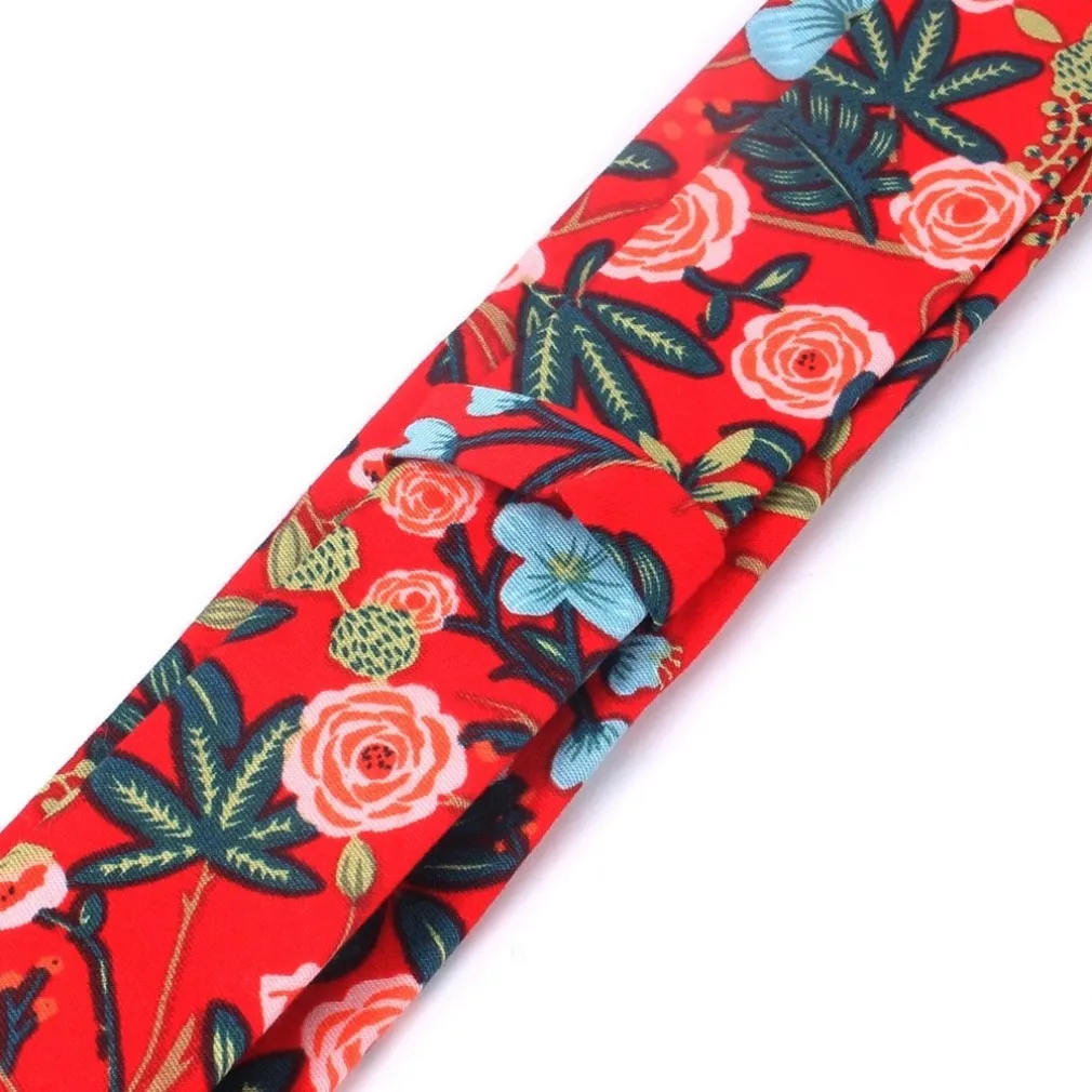 ContiNent 33 Floral Tie For Men Women Skinny Cotton Neck Tie For Wedding Casual Mens Neckties Classic Suits Flower Print Neck Ties Cravat