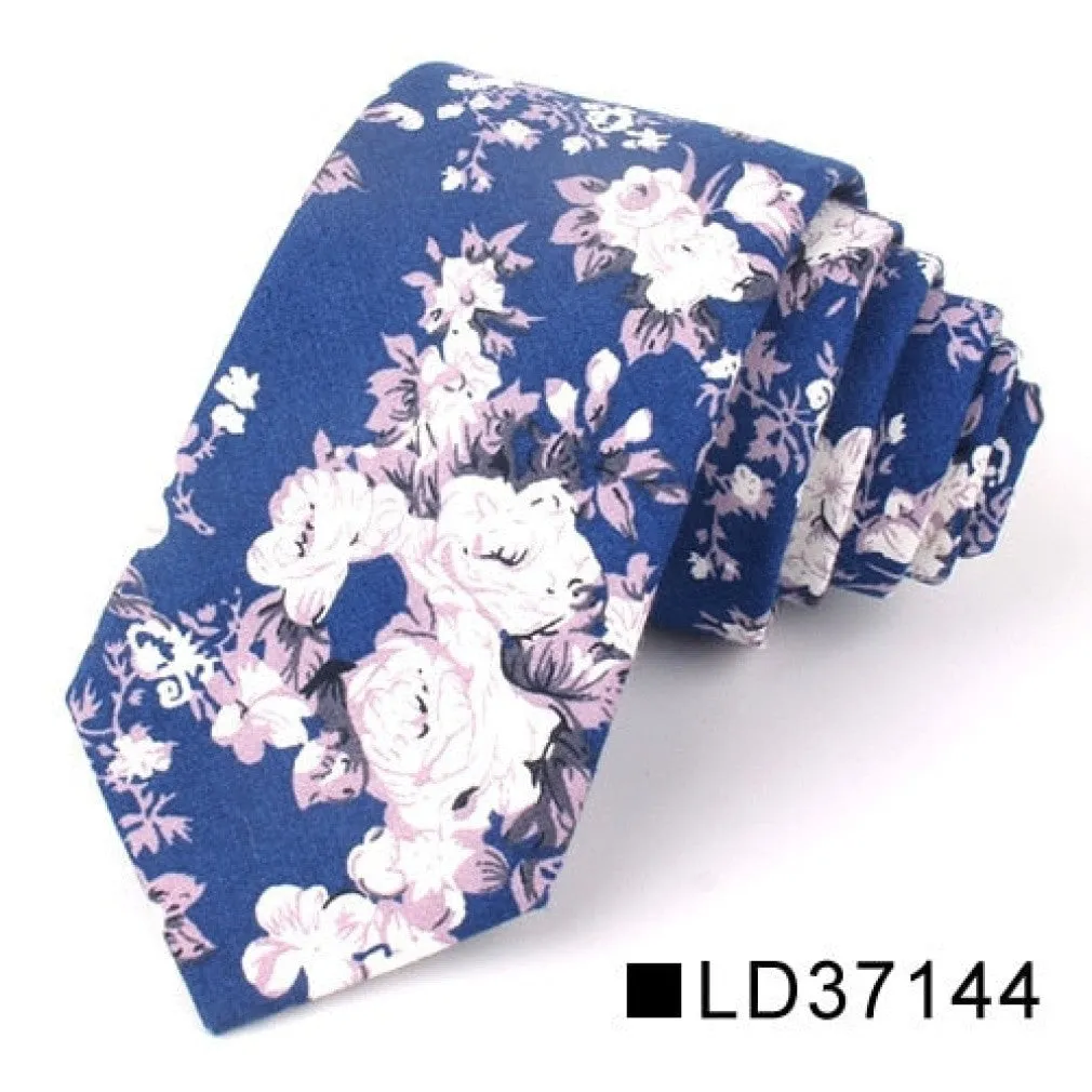 ContiNent 33 Floral Tie For Men Women Skinny Cotton Neck Tie For Wedding Casual Mens Neckties Classic Suits Flower Print Neck Ties Cravat