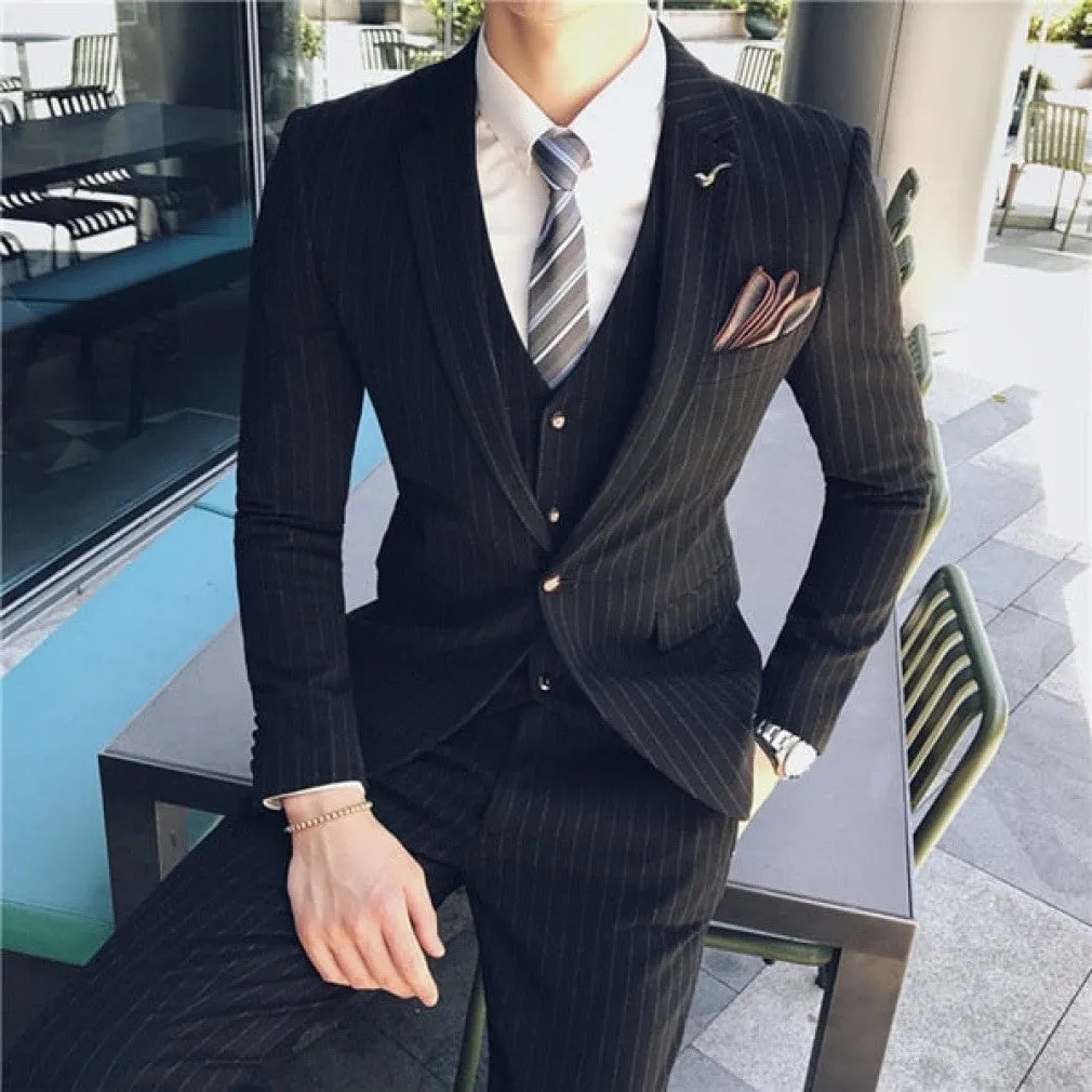 ContiNent 33 ( Jacket   Vest   Pants ) Boutique Fashion Mens Plaid Casual Business Suit High-end Social Formal Suit 3 Pcs Set Groom Wedding