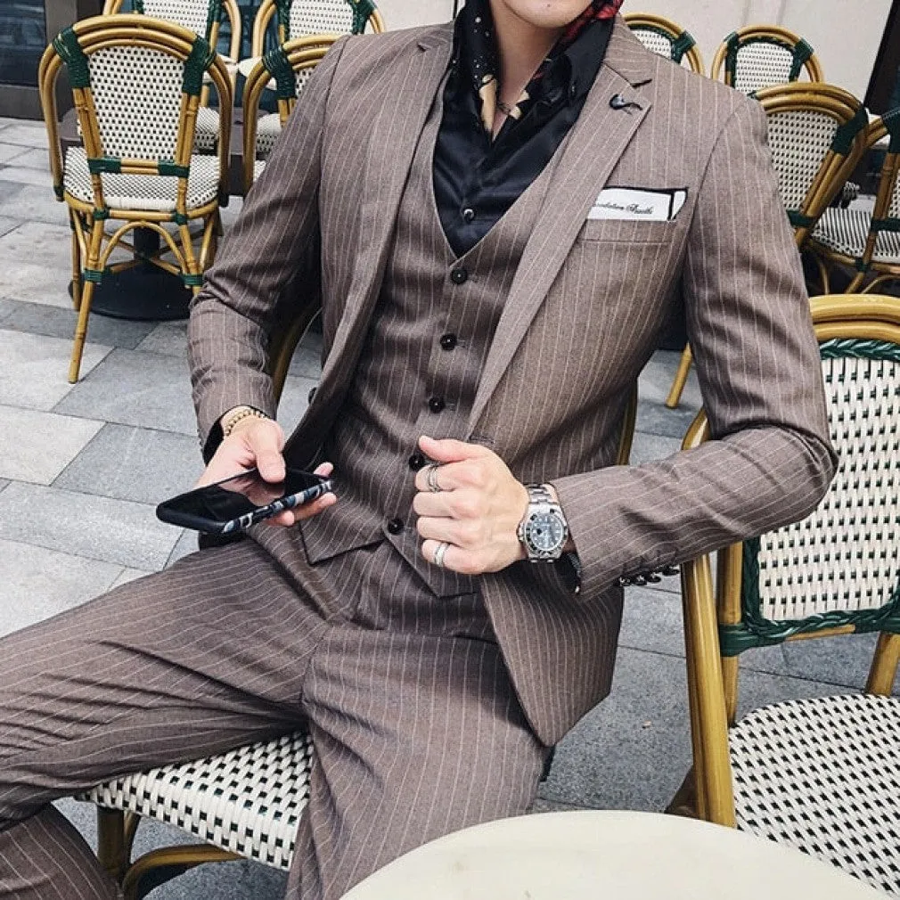 ContiNent 33 ( Jacket   Vest   Pants ) Boutique Fashion Mens Plaid Casual Business Suit High-end Social Formal Suit 3 Pcs Set Groom Wedding