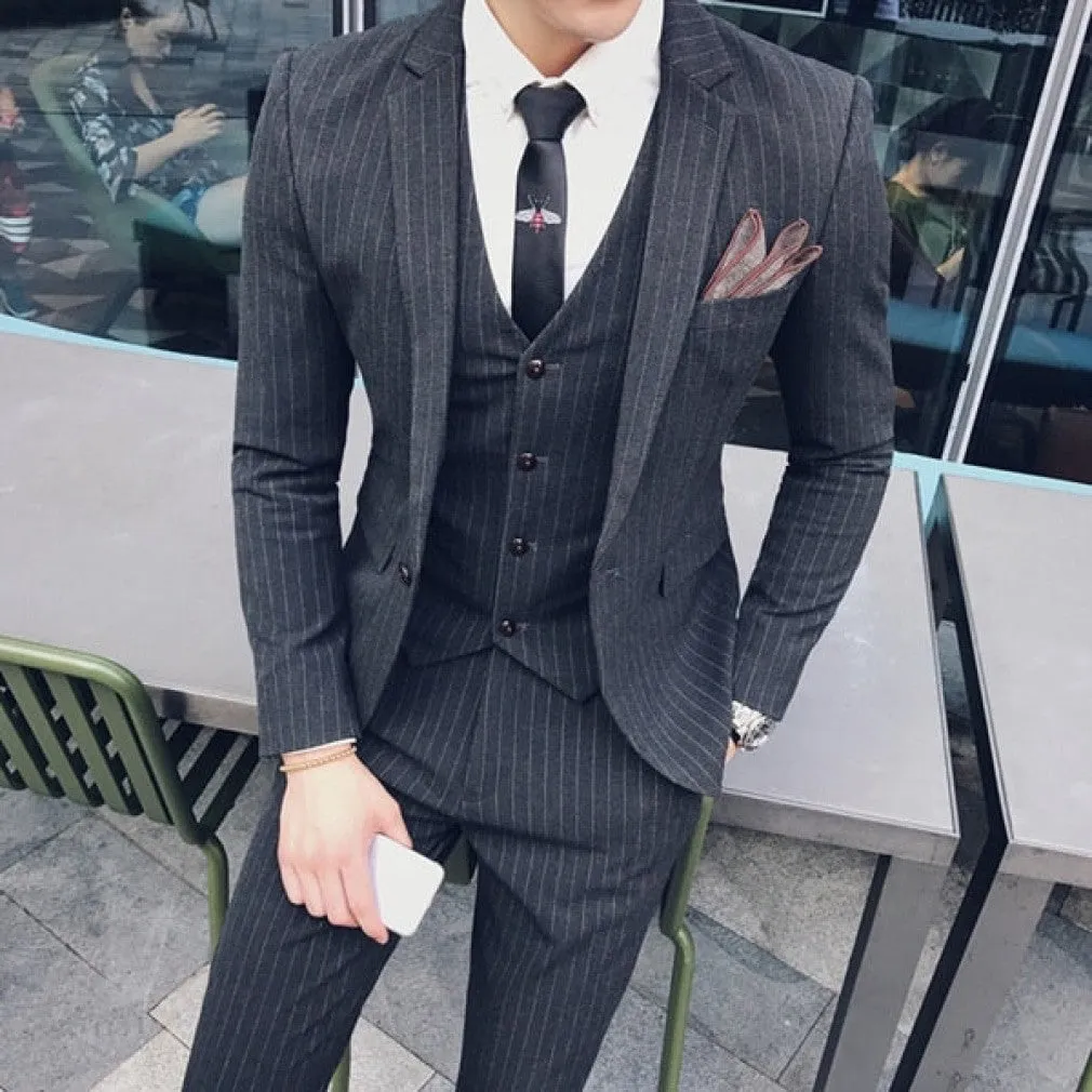 ContiNent 33 ( Jacket   Vest   Pants ) Boutique Fashion Mens Plaid Casual Business Suit High-end Social Formal Suit 3 Pcs Set Groom Wedding