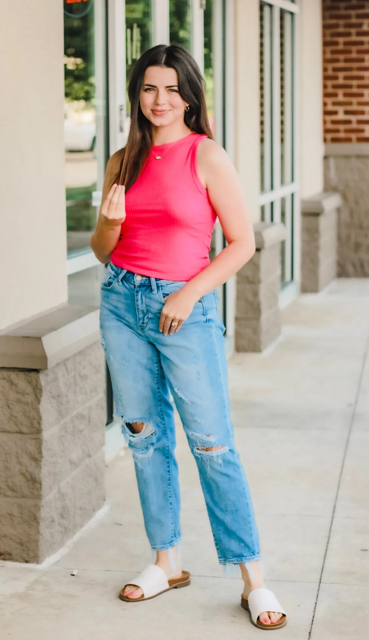Cool for the Summer Ribbed Tank in Fuchsia
