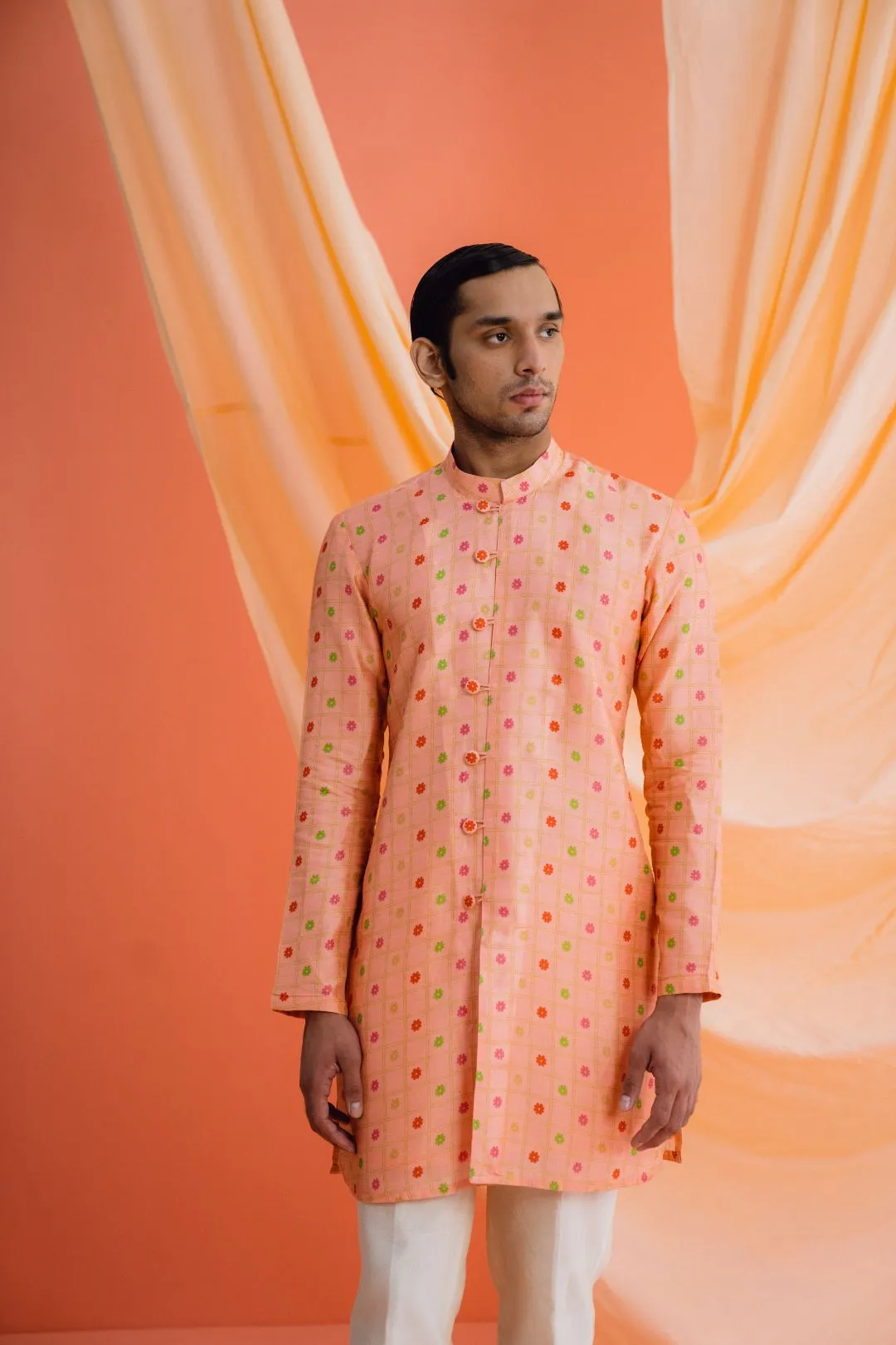 Coral Kurta Set For Men