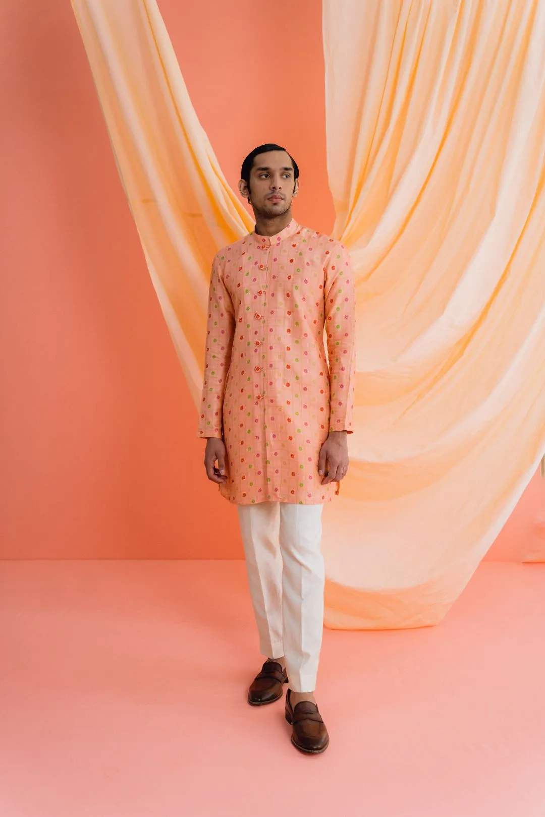 Coral Kurta Set For Men