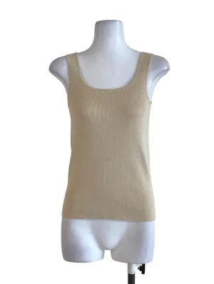 Cream Ribbed Knit Tank Top