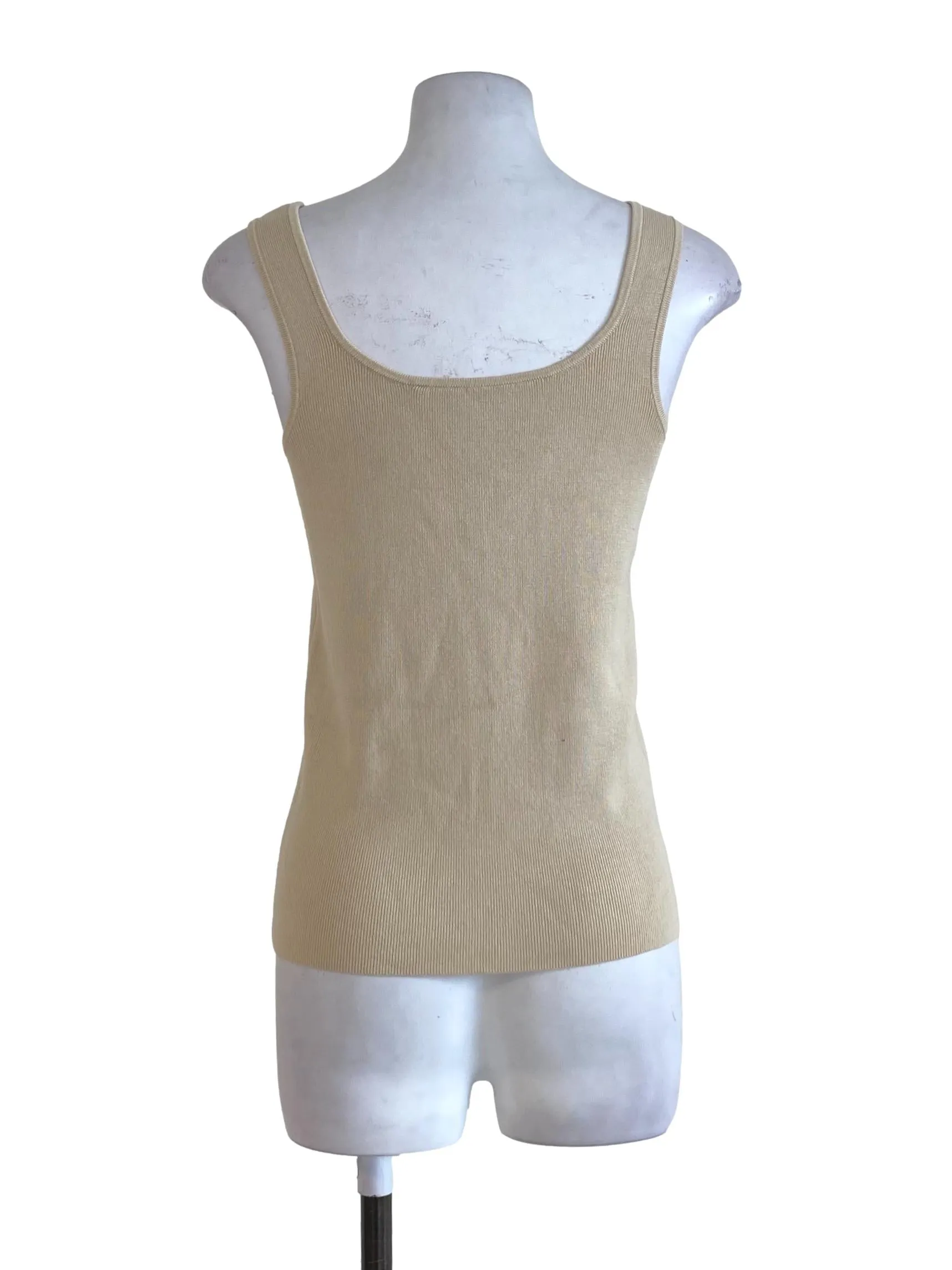 Cream Ribbed Knit Tank Top
